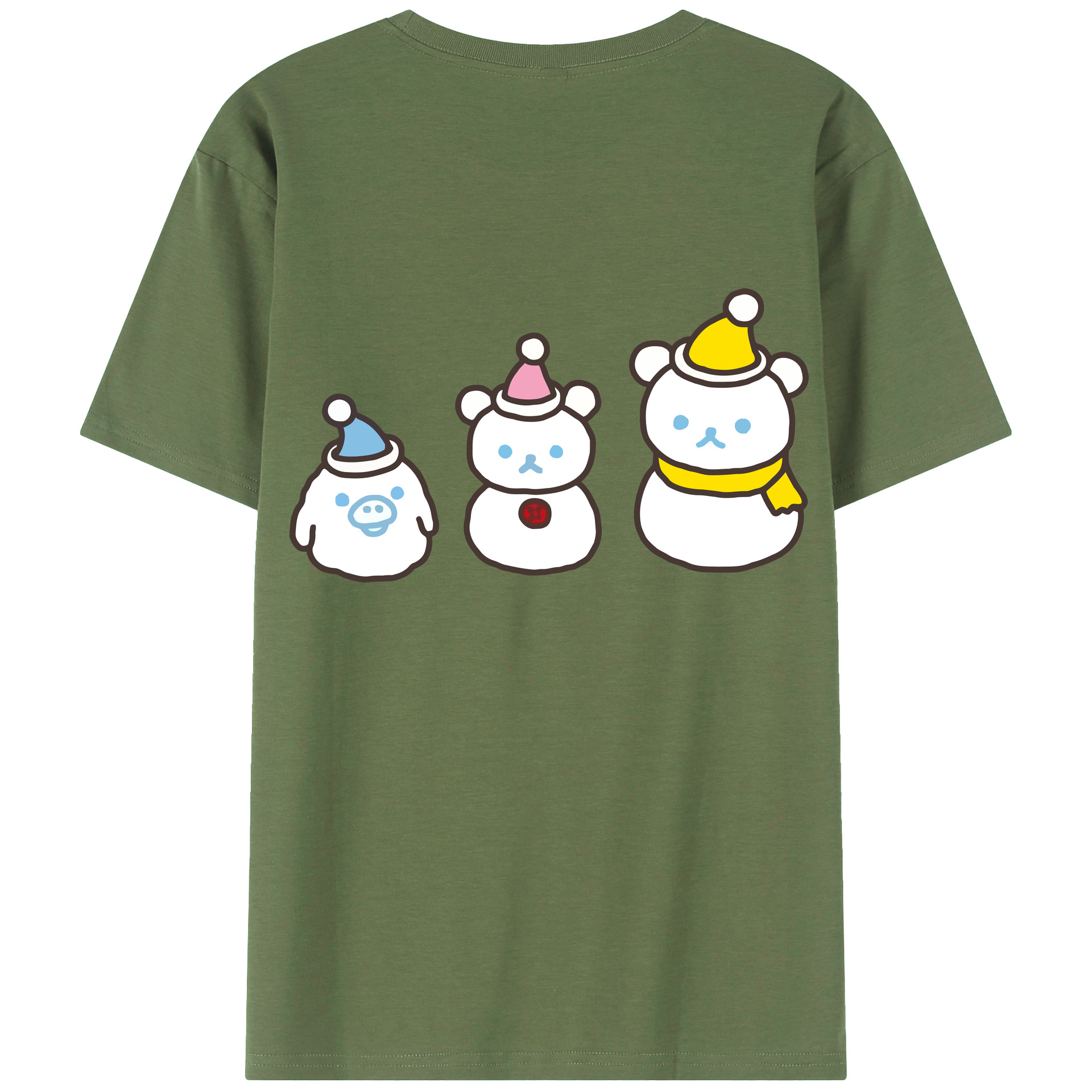 （画像用） リラックマ リラックマ キイロイトリ Rilakkuma Korilakkuma Kiiroitori 綿100％ メンズ半袖Tシャツ（バックプリント） 通気性